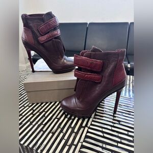 Authentic BCBG Max Azria Ma-Night Burgundy Ankle Boots-Retails $395
